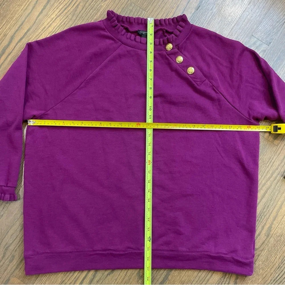 Talbots Plus Size Women's Purple Ruffle Trim Raglan Sweatshirt 2X - Picture 7 of 10